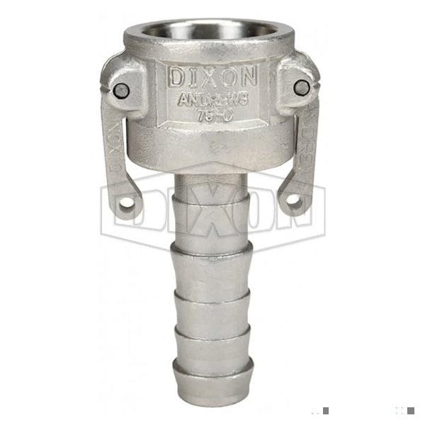 Type-C Cam and Groove Coupler, 3/4 in Nominal, Female Coupler x Hose Shank End Style, 316 SS, Domest